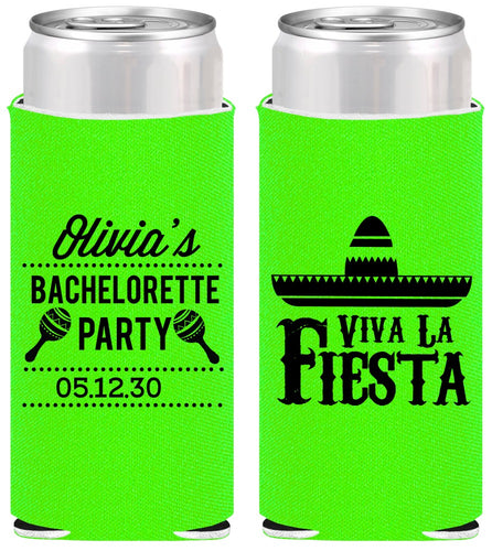 Personalized Bachelorette Slim Can Coolers - Viva La Fiesta | 60001