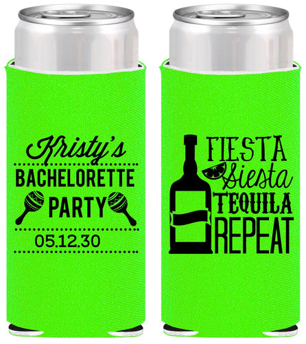 Personalized Bachelorette Slim Can Coolers - Fiesta Siesta Tequila Repeat | 60002