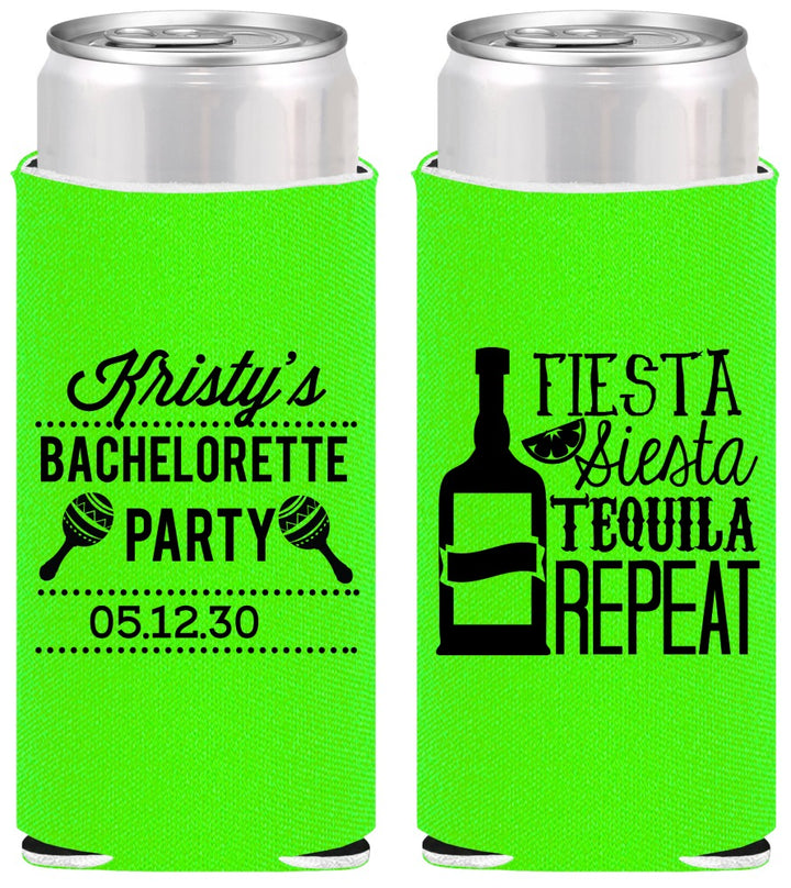 Personalized Bachelorette Slim Can Coolers - Fiesta Siesta Tequila Repeat | 60002