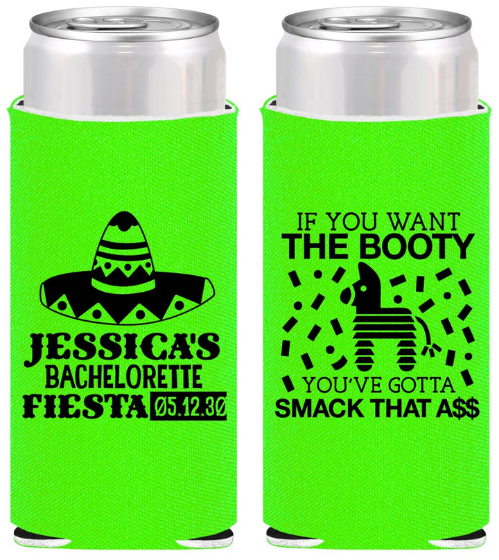 Personalized Bachelorette Slim Can Coolers - Mexico Fiesta | 60006
