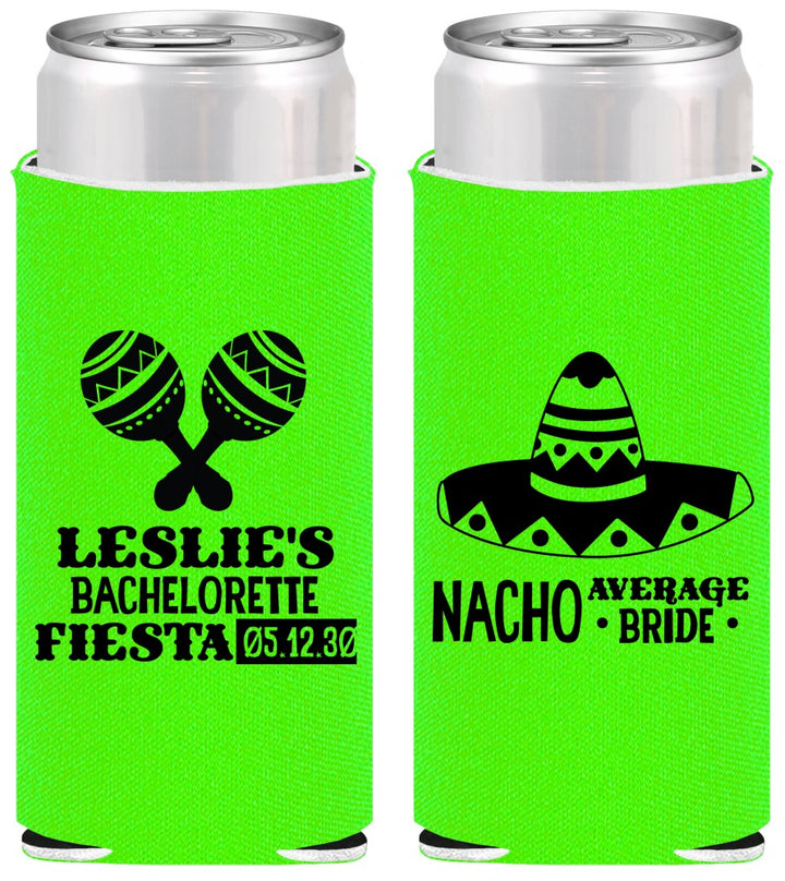 Personalized Bachelorette Slim Can Coolers - Nacho Average Bride | 60007