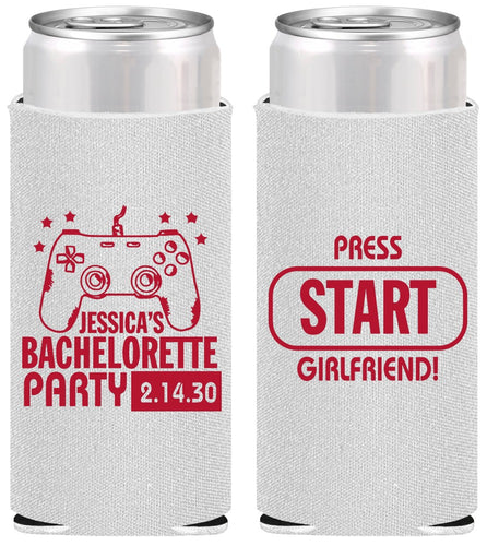 Personalized Bachelorette Slim Can Coolers - Video Games | 60009