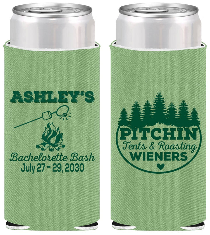 Personalized Bachelorette Slim Can Coolers - Camping | 60018