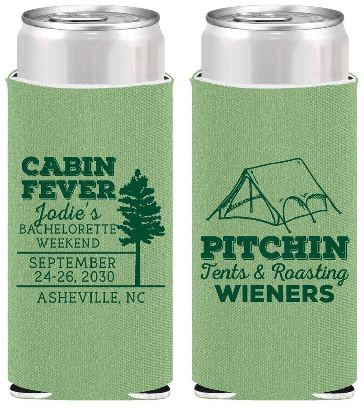 Personalized Bachelorette Slim Can Coolers - Camping | 60019
