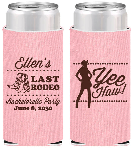 Personalized Bachelorette Slim Can Coolers - Last Rodeo | 60021