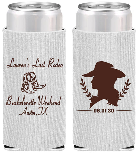 Personalized Bachelorette Slim Can Coolers - Last Rodeo | 60022