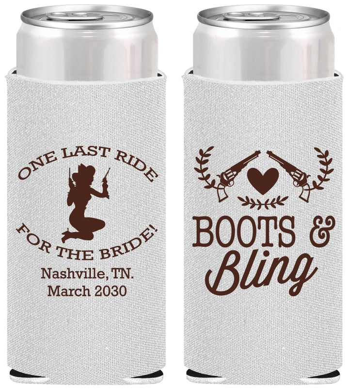 Personalized Bachelorette Slim Can Coolers - One Last Ride | 60024