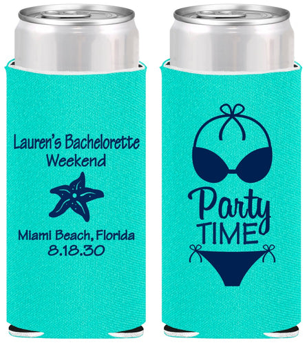 Personalized Bachelorette Slim Can Coolers - Bikini | 60027