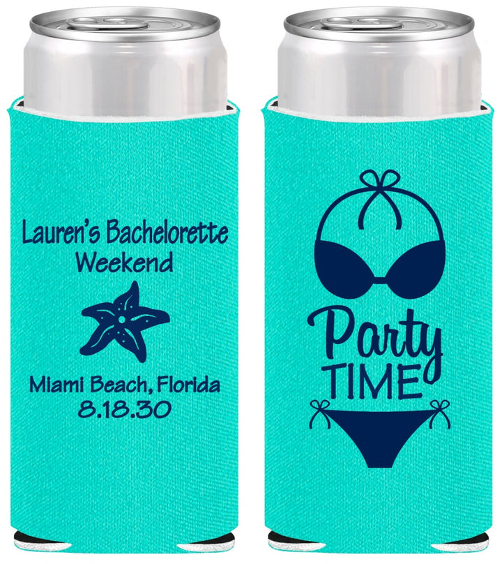 Personalized Bachelorette Slim Can Coolers - Bikini | 60027