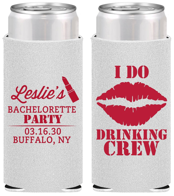 Personalized Bachelorette Slim Can Coolers - I Do Drinking Team | 60031