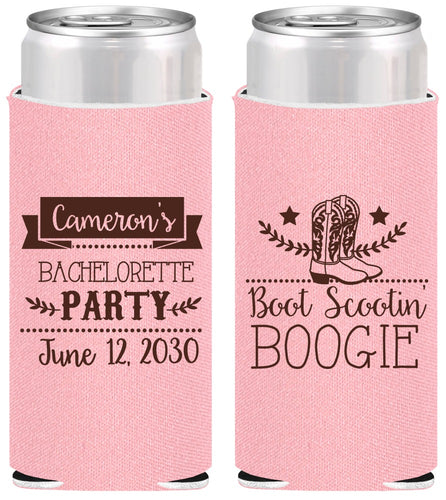 Personalized Bachelorette Slim Can Coolers - Cowgirl | 60040