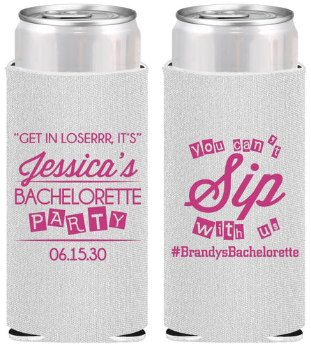 Personalized Bachelorette Slim Can Coolers - Cant Sip With Us | 60050