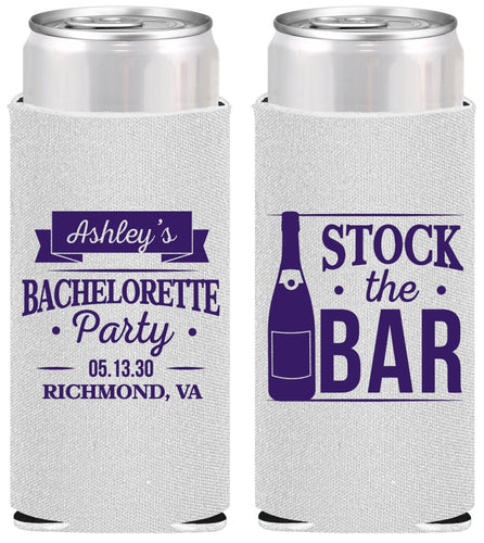 Personalized Bachelorette Slim Can Coolers - Stock The Bar | 60053