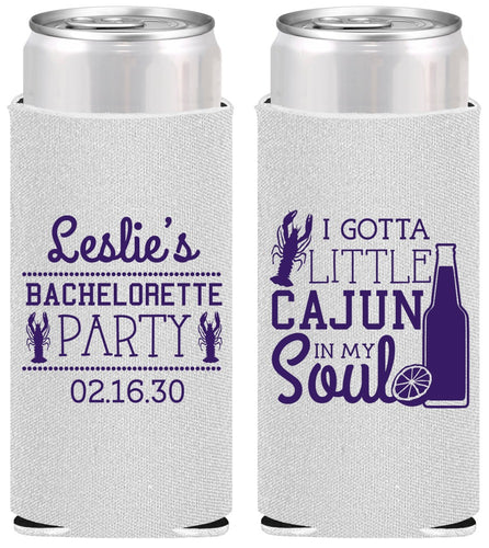 Personalized Bachelorette Slim Can Coolers - Little Cajun In My Soul | 60058
