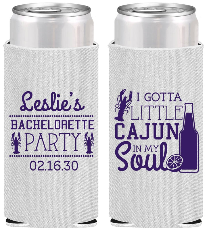 Personalized Bachelorette Slim Can Coolers - Little Cajun In My Soul | 60058