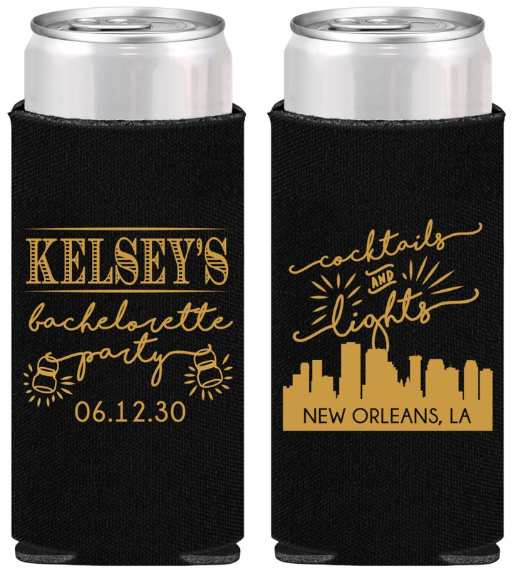 Personalized Bachelorette Slim Can Coolers - New Orleans | 60066