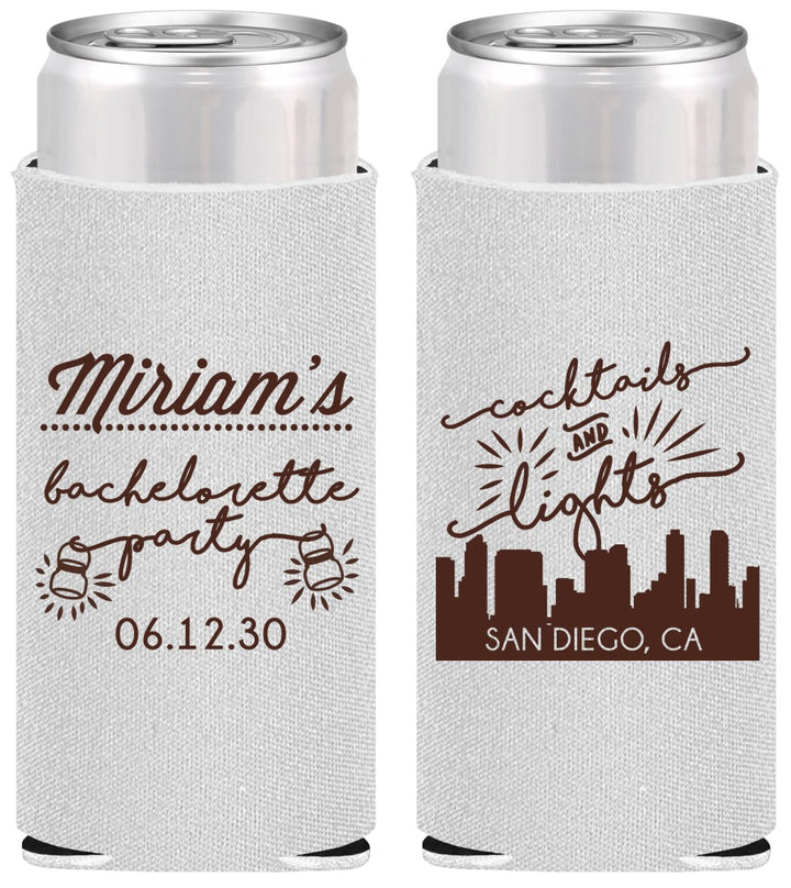 Personalized Bachelorette Slim Can Coolers - San Diego | 60067