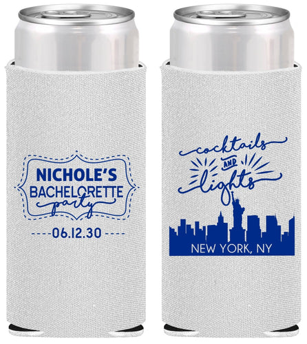 Personalized Bachelorette Slim Can Coolers - New York | 60069