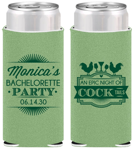 Personalized Bachelorette Slim Can Coolers - Epic Night Of Cocktails | 60071