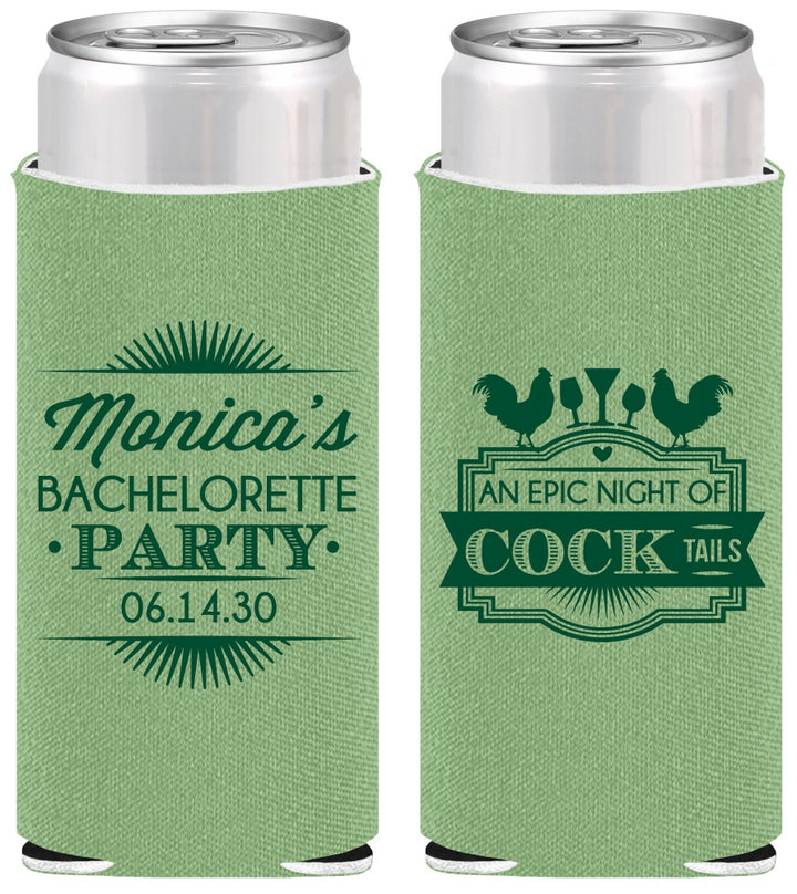 Personalized Bachelorette Slim Can Coolers - Epic Night Of Cocktails | 60071