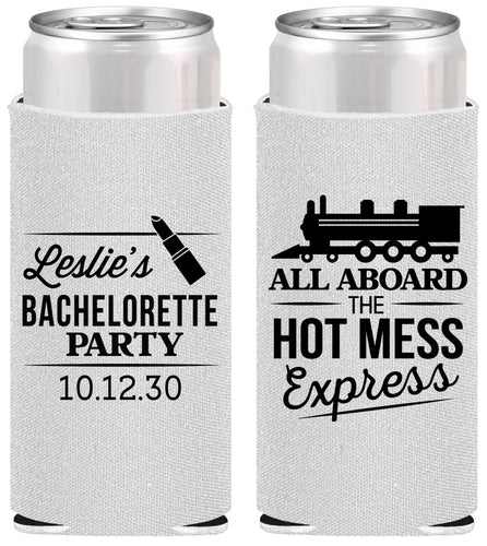 Personalized Bachelorette Slim Can Coolers - Hot Mess Express | 60075
