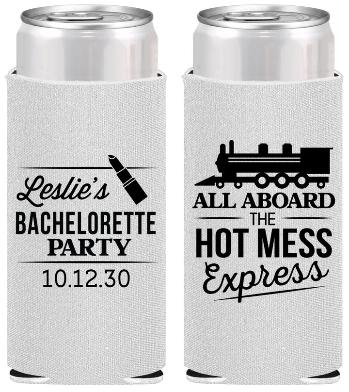 Personalized Bachelorette Slim Can Coolers - Hot Mess Express | 60075