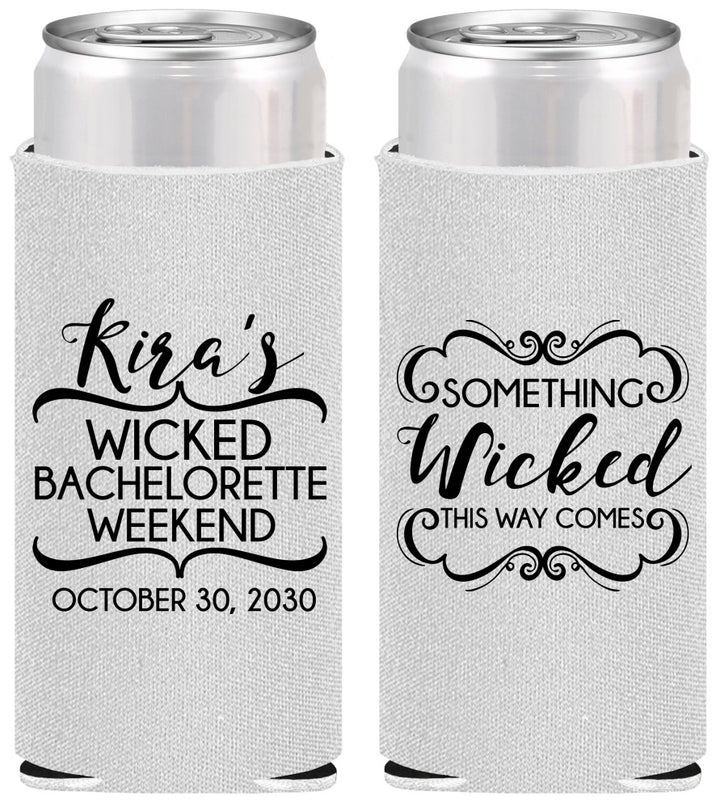 Personalized Bachelorette Slim Can Coolers - Something Wicked | 60076