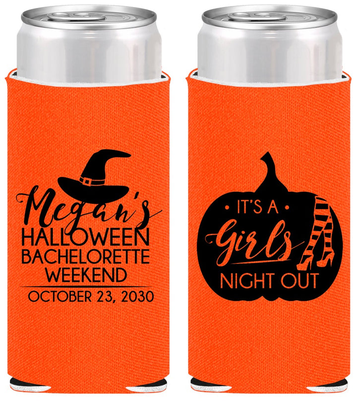 Personalized Bachelorette Slim Can Coolers - Halloween Girls Night Out | 60077