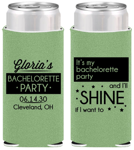 Personalized Bachelorette Slim Can Coolers - Shine | 60080
