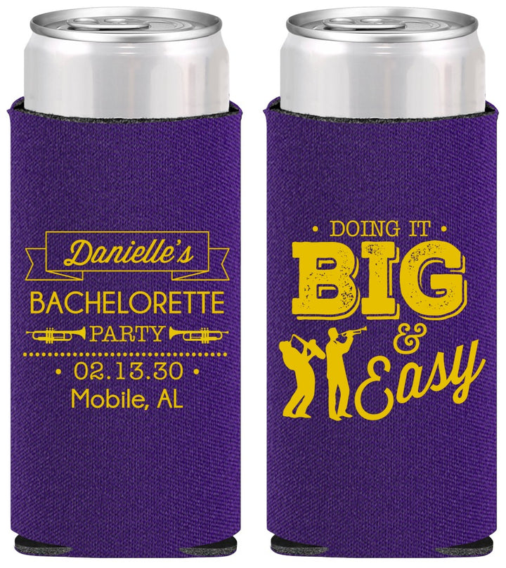 Personalized Bachelorette Slim Can Coolers - New Orleans | 60084