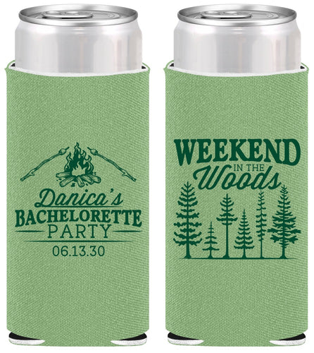 Personalized Bachelorette Slim Can Coolers - Camping | 60094