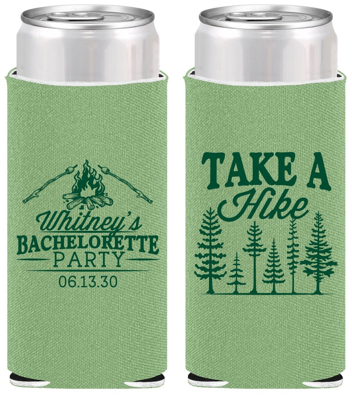Personalized Bachelorette Slim Can Coolers - Camping | 60098