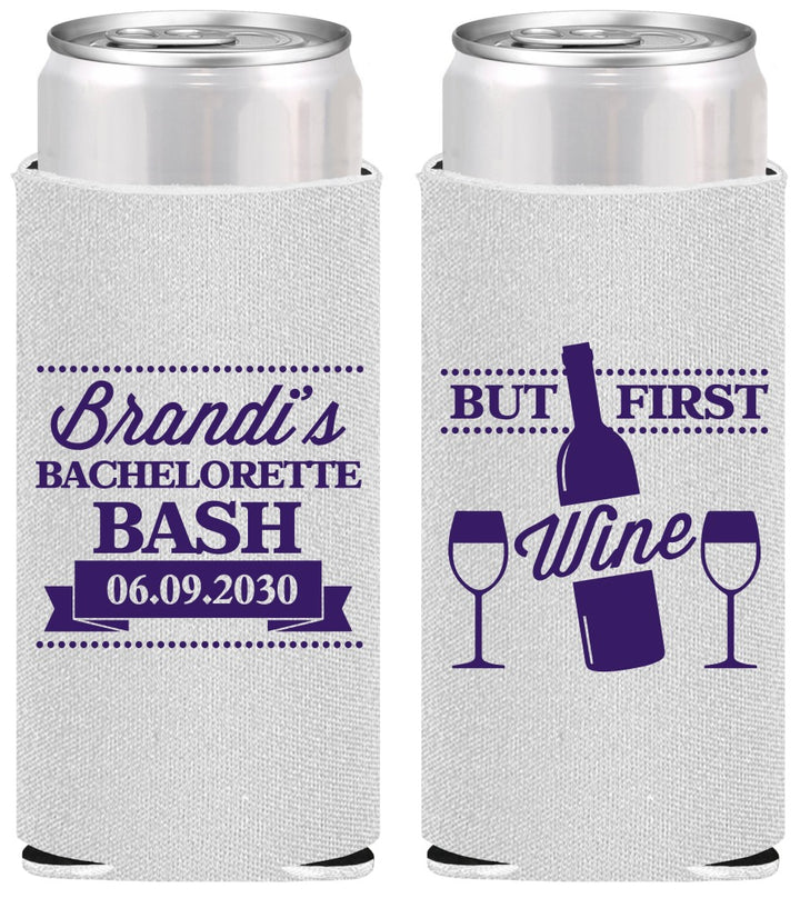 Personalized Bachelorette Slim Can Coolers - Wine | 60099