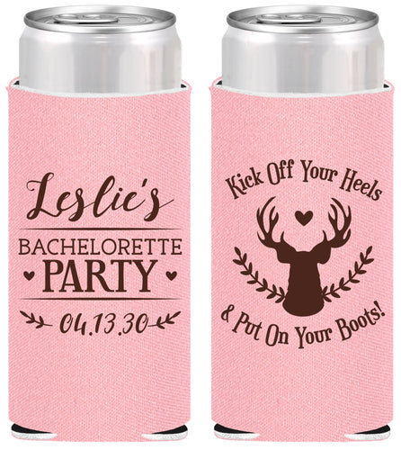 Personalized Bachelorette Slim Can Coolers - Deer Heels Boots | 60102