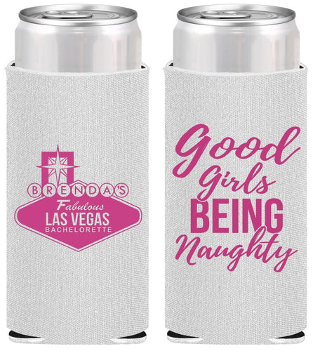 Personalized Bachelorette Slim Can Coolers - Good Girls Naughty | 60111