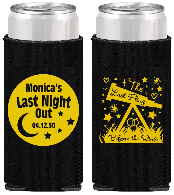 Personalized Bachelorette Slim Can Coolers - Last Fling Before Rings | 60113