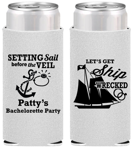Personalized Bachelorette Slim Can Coolers - Setting Sail Before Veil | 60116