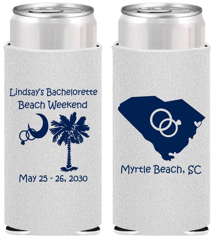 Personalized Bachelorette Slim Can Coolers - South Carolina | 60117
