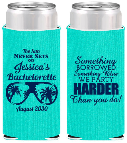 Personalized Bachelorette Slim Can Coolers - Something Borrowed | 60132