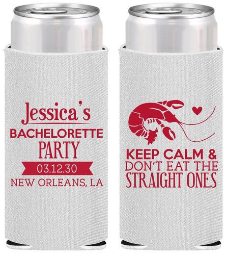 Personalized Bachelorette Slim Can Coolers - Crawfish Boil | 60137
