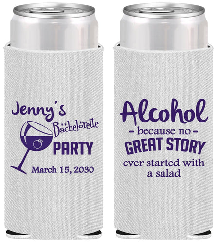 Personalized Bachelorette Slim Can Coolers - Alcohol | 60138