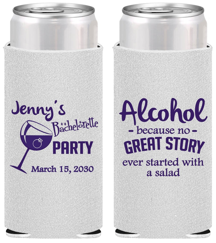 Personalized Bachelorette Slim Can Coolers - Alcohol | 60138