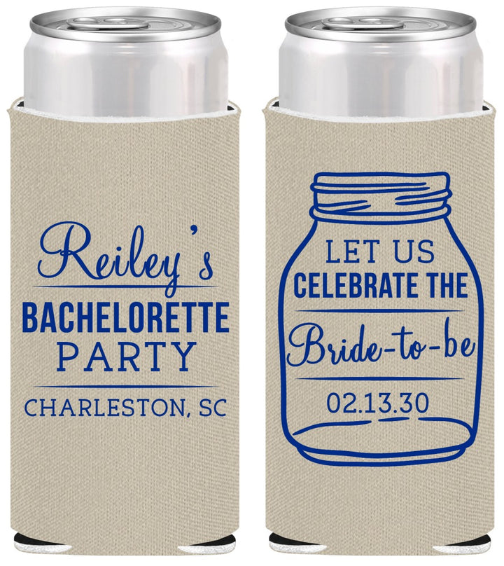 Personalized Bachelorette Slim Can Coolers - Bride To Be | 60146