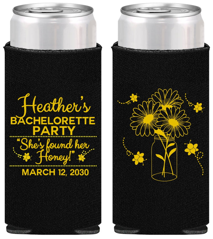 Personalized Bachelorette Slim Can Coolers - She Found Her Honey | 60150