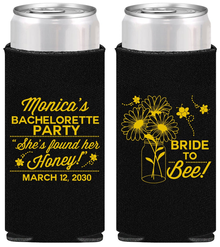 Personalized Bachelorette Slim Can Coolers - Bride To Bee | 60152
