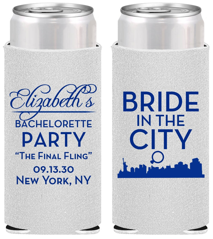 Personalized Bachelorette Slim Can Coolers - New York | 60162