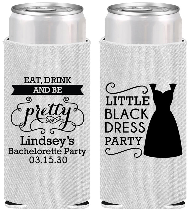Personalized Bachelorette Slim Can Coolers - Little Black Dress | 60164