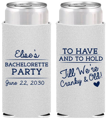 Personalized Bachelorette Slim Can Coolers - To Have And To Hold | 60168