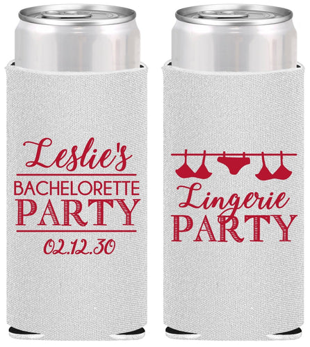 Personalized Bachelorette Slim Can Coolers - Lingerie Party | 60171