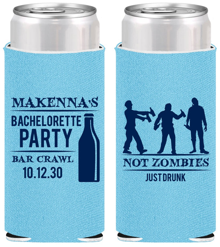 Personalized Bachelorette Slim Can Coolers - Zombie | 60173